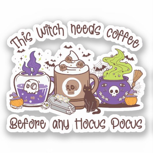 Deze heks heeft koffie nodig sticker (Voorkant)
