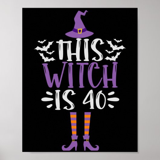 Deze heks is 40th Funny Spooky Halloween Birthday Poster (Voorkant)