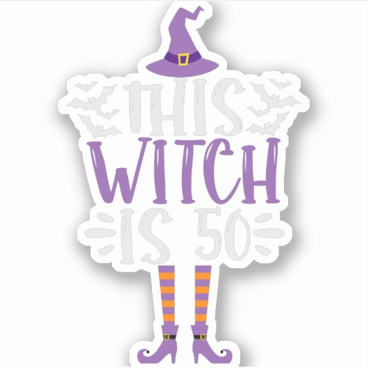Deze Heks is 50ste Grappige Enge Halloween Verjaar Sticker (Voorkant)