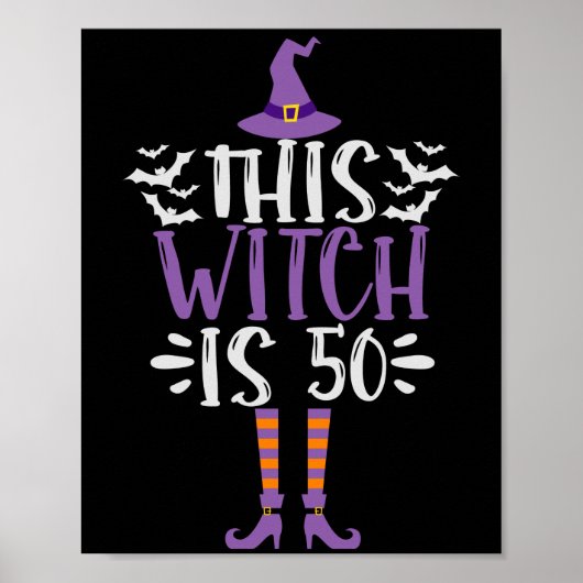 Deze heks is 50th Funny Spooky Halloween Birthday Poster (Voorkant)