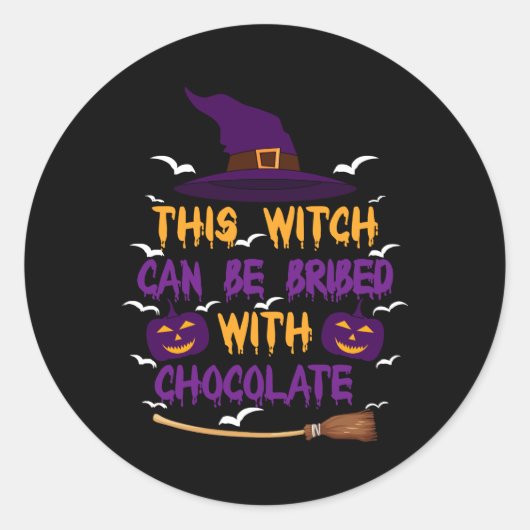 Deze heks kan met chocolade-halloween worden gegri ronde sticker (Voorkant)