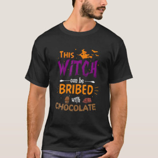 Deze heks kan met chocolade-halloween worden gegri t-shirt