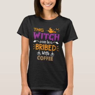 Deze heks kan met koffie-halloween worden gegrild. t-shirt