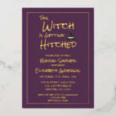 Deze heks krijgt gehitte Vrijgezellenfeest Folie Uitnodiging (Voorkant)