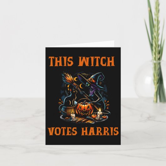 Deze Heks Stemt Op Kamala Harris Halloween Griezel Kaart (Voorkant)