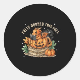 Deze Herfst boekenwurm Dragon Autumn Lees volledig Ronde Sticker