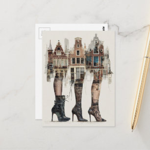 Deze huizen hebben collage Retro benen Briefkaart
