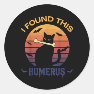 Deze Humerus T-shirt Halloween Zwarte Kat Ronde Sticker