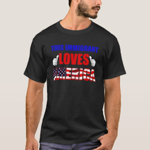 Deze immigrant houdt van Amerika met de Amerikaans T-shirt