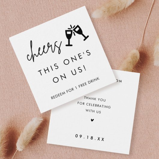 Deze is op ons bruiloft-Drink. Vierkante Visitekaartjes