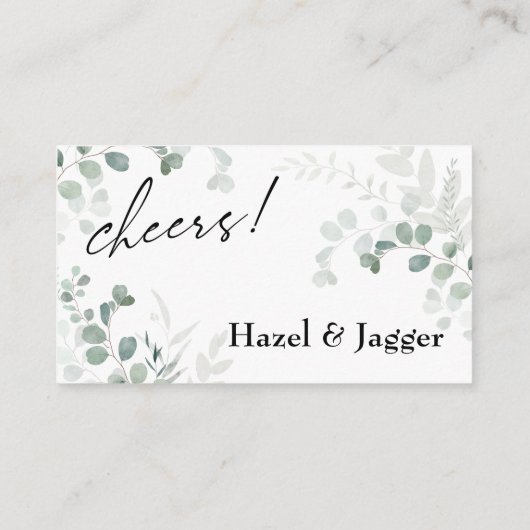 Deze is op ons Elegant Greenery Drink Ticket Informatiekaartje (Achterkant)