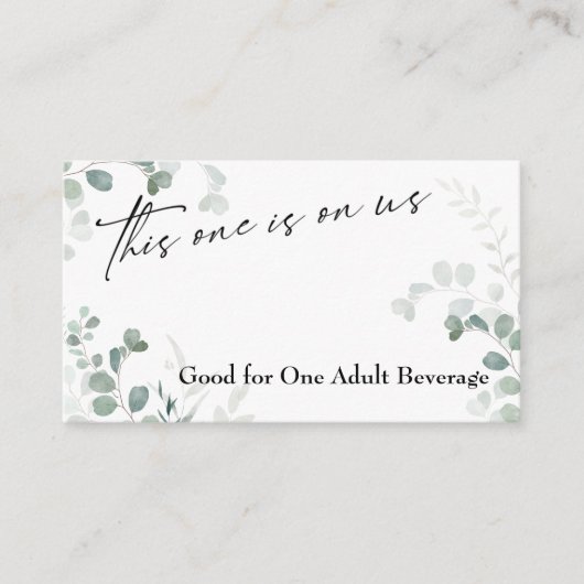 Deze is op ons Elegant Greenery Drink Ticket Informatiekaartje (Voorkant)
