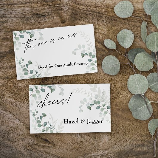 Deze is op ons Elegant Greenery Drink Ticket Informatiekaartje