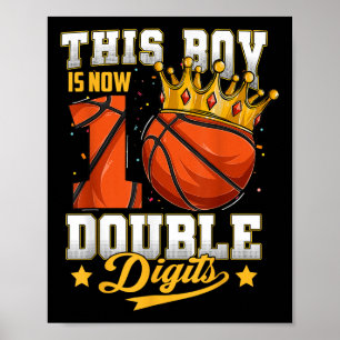 Deze jongen dubbelcijfert tien basketbal 10 jaar o poster