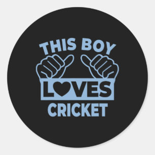 Deze jongen houdt van cricket - Cricketspeler Ronde Sticker