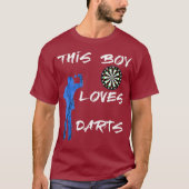 Deze jongen houdt van darts board games speler t-shirt (Voorkant)