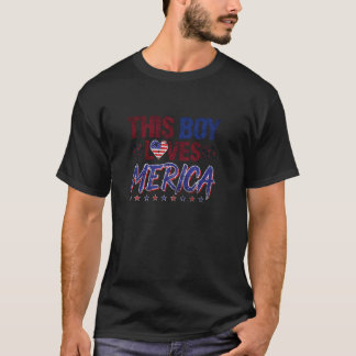 Deze jongen houdt van de Amerikaanse vlag T-shirt
