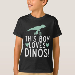Deze jongen houdt van dino's fossielen dinosaurus t-shirt