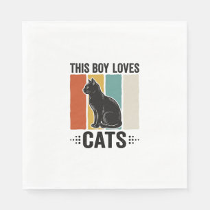 Deze Jongen Houdt Van Katten Retro Kattenliefhebbe Servet