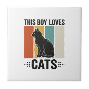 Deze Jongen Houdt Van Katten Retro Kattenliefhebbe Tegeltje