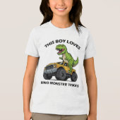 Deze jongen houdt van monstertrucks - Dinosaur Mon Tri-Blend Shirt (Voorkant)