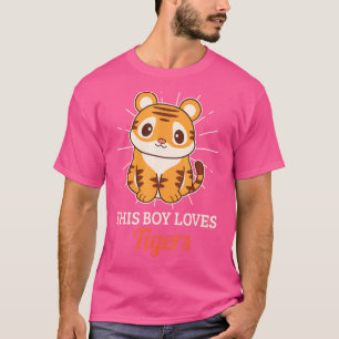 Deze jongen houdt van tijgers wild dier dierentuin t-shirt