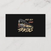 Deze jongen houdt van treinen met grappige treinen visitekaartje (Achterkant)