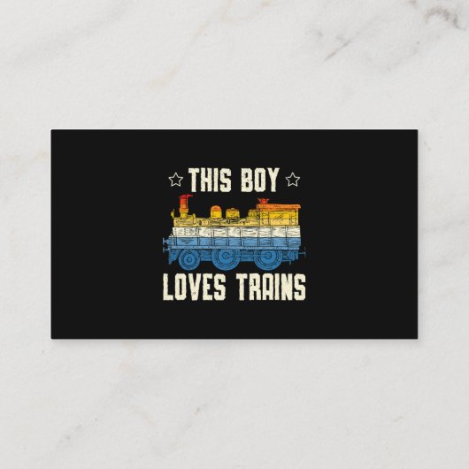 Deze jongen houdt van treinen over de spoorlijn visitekaartje (Achterkant)