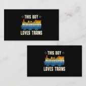 Deze jongen houdt van treinen over de spoorlijn visitekaartje (Voorkant / Achterkant)