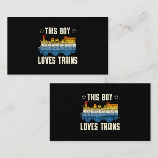 Deze jongen houdt van treinen over de spoorlijn visitekaartje (Voorkant / Achterkant)