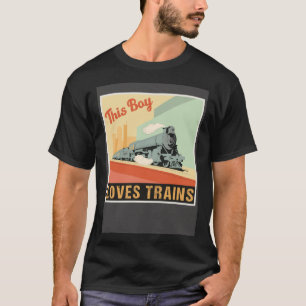 Deze jongen houdt van treinen retro  treinwagon t-shirt