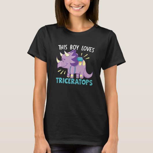 Deze jongen houdt van Triceratops Dinosaur Prehist T-shirt (Voorkant)