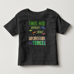 Deze jongen is dol op monstertrucks kinder shirts