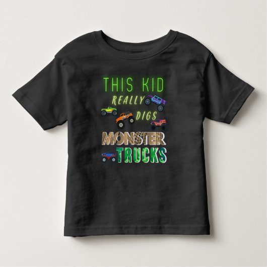 Deze Jongen Is Dol Op Monstertrucks Kinder Shirts (Voorkant)