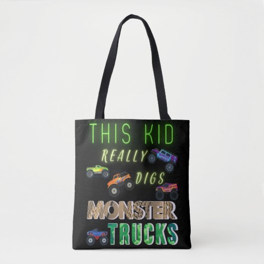 Deze jongen is dol op monstertrucks tote bag (Voorkant)