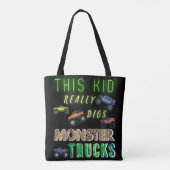 Deze jongen is dol op monstertrucks tote bag (Achterkant)