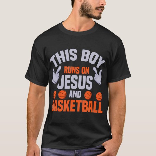 Deze jongen loopt op Jesus en basketbal Christelij T-shirt (Voorkant)