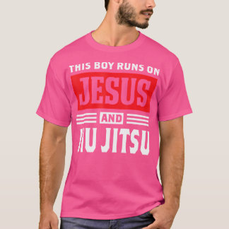 Deze jongen loopt op Jesus en Jiu Jitsu Christelij T-shirt
