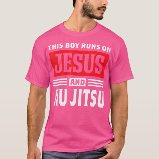 Deze jongen loopt op Jesus en Jiu Jitsu Christelij T-shirt (Voorkant)