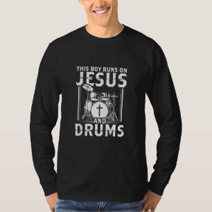 Deze jongen loopt op Jezus en Drums Faith Christel T-shirt