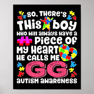 Deze jongen noemt me Gg Fighter Autism Awareness R Poster