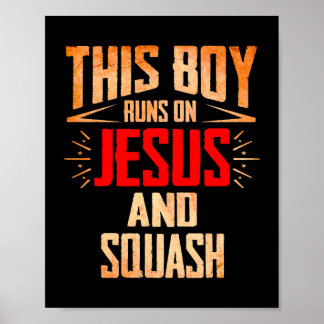 Deze jongen rent op Jezus en squash kerstcadeaus Poster