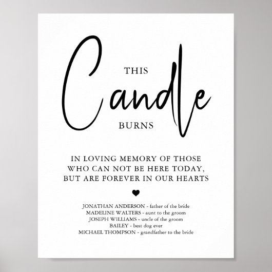 Deze Kaars Brand Personalized Trouwherdenking Poster (Voorkant)