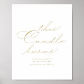 Deze Kaars Brandt Elegante Calligrafie Gouden Bord Poster (Voorkant)