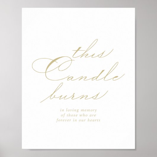 Deze Kaars Brandt Elegante Calligrafie Gouden Bord Poster (Voorkant)