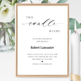 Deze kaars brandt, kaars gedenkteken begrafenis te poster