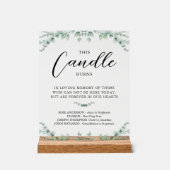 Deze kaars brandt modern trouwgroen gedenkteken acryl bord (Voorkant)