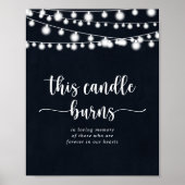 Deze Kaars Brandt Rustieke Slingerlichtjes Bord Poster (Voorkant)