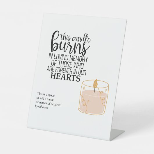 Deze kaars brandt ter liefdevolle herinnering reclamebord met voetstuk (Voorkant)