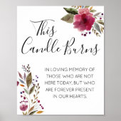 Deze kaars brandt Waterverf trouwmonument Poster (Voorkant)